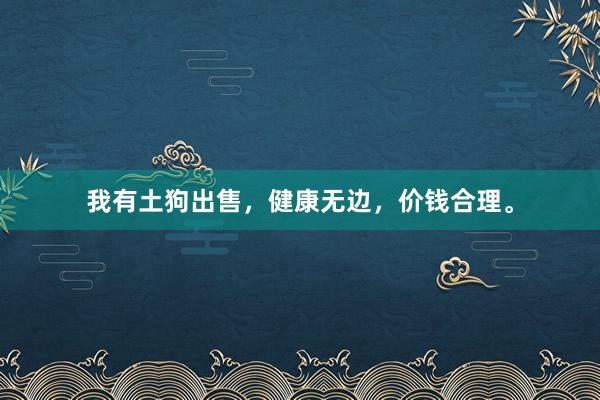 我有土狗出售，健康无边，价钱合理。